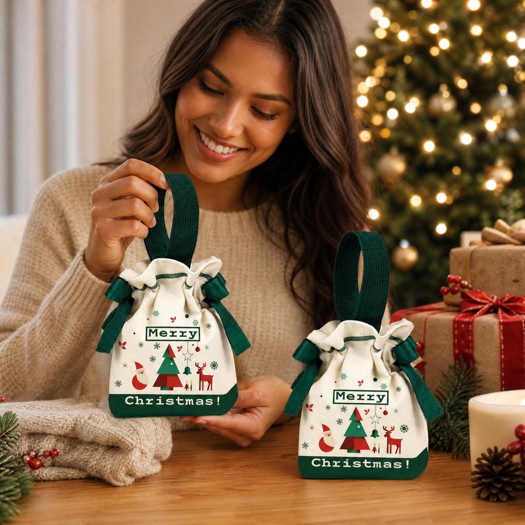 Small Christmas Gift Bags for Holiday Party Favors, Creative Xmas Goodie Bags for Treats and Small Gifts