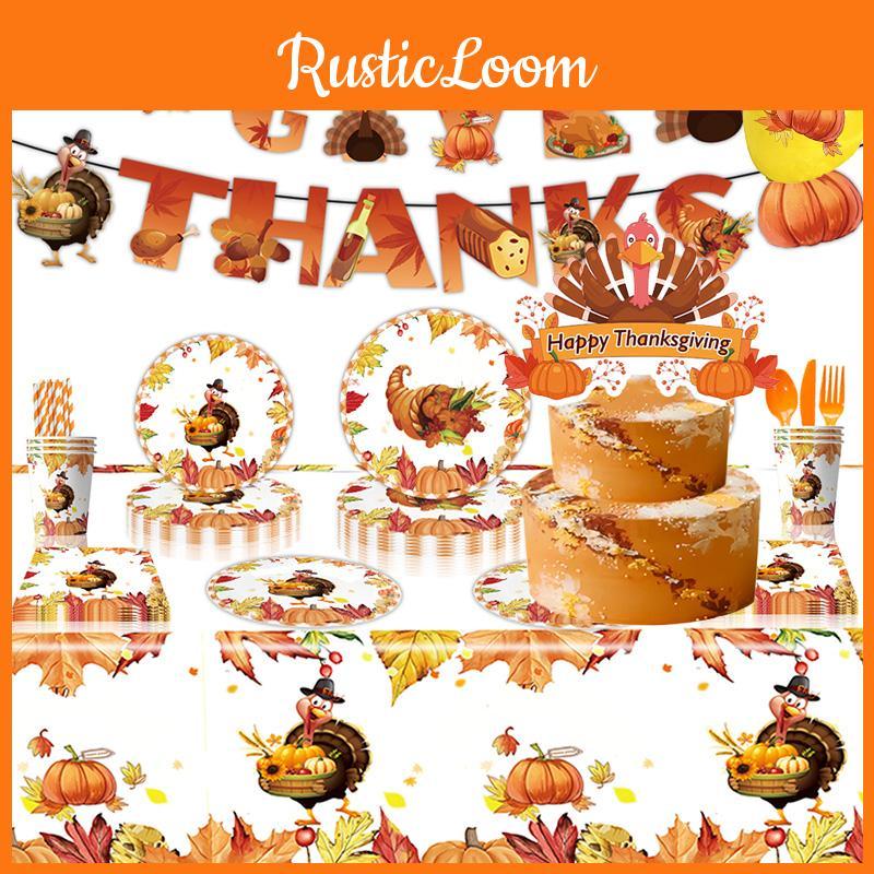 Autumn-themed Party Decorations With Maple Leaf Design For Thanksgiving