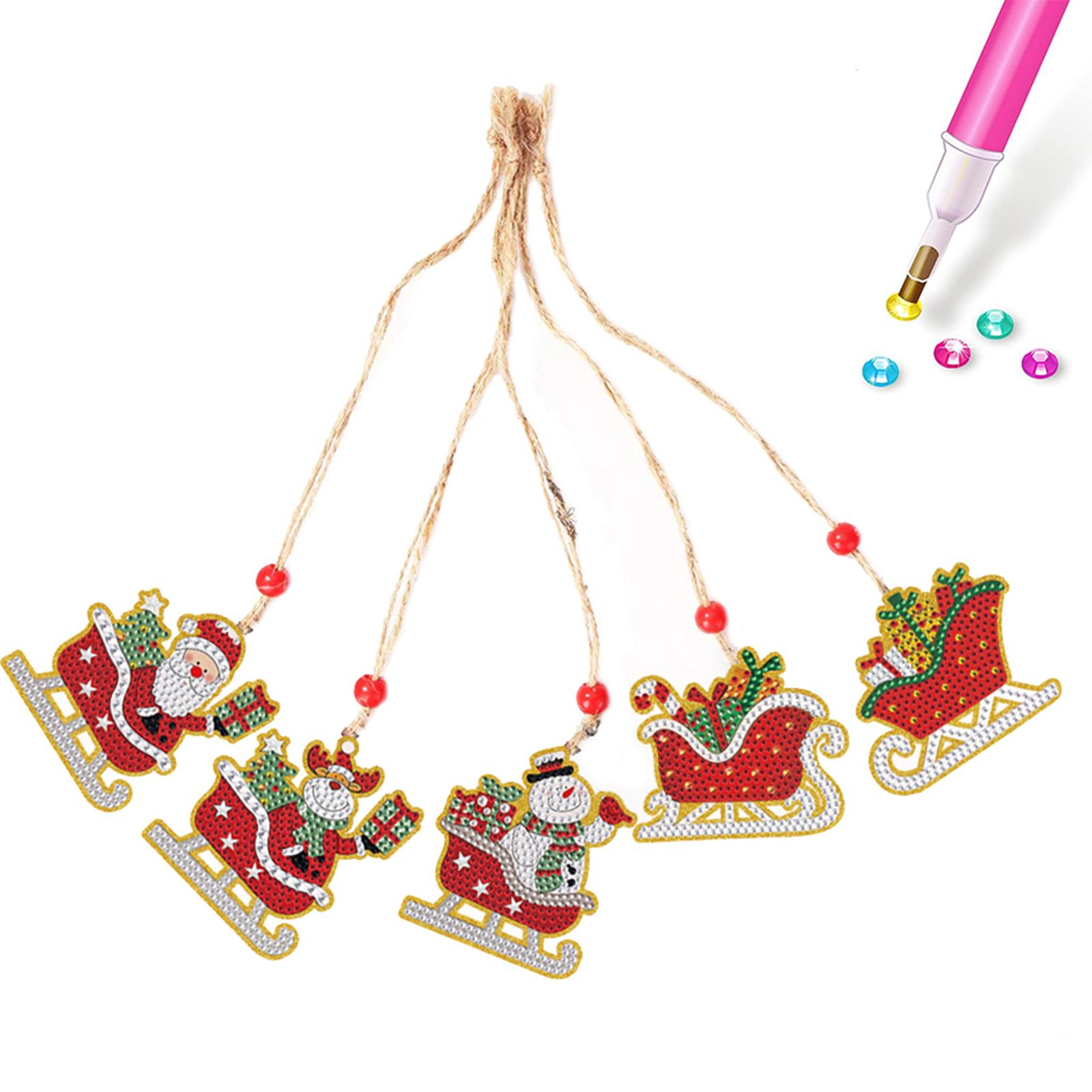 

5pcs Xmas Theme 2D Flat DIY Diamond Art Pendant Special Shape Diamond Art Christmas Tree Ornament Wall Decor for Home & Windows