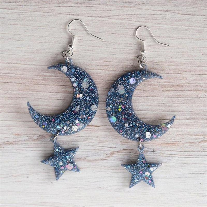 DIY Glossy Star Moon Shape Earrings Silicone Molds for Epoxy Jewellery Making