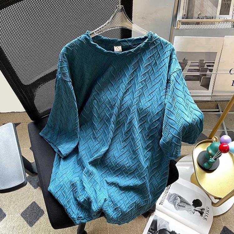 T-shirt Estiva in Cotone da Donna Taglie Forti Ampia Girocollo Top Morbido