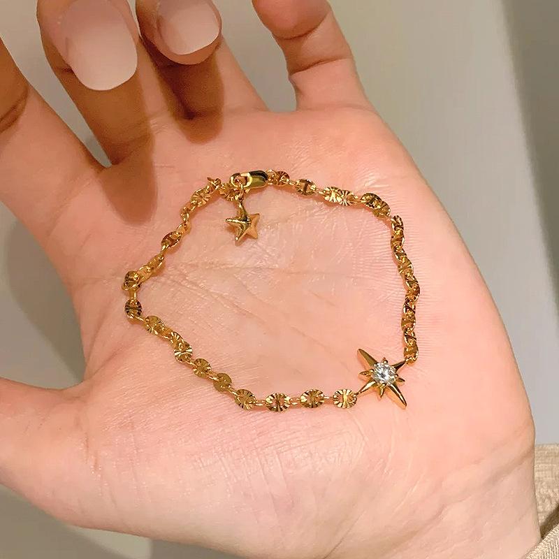 Hot selling sparkling star bracelet for women, flashing comet, shooting star, five-pointed star, lucky star hand jewelry золотой
