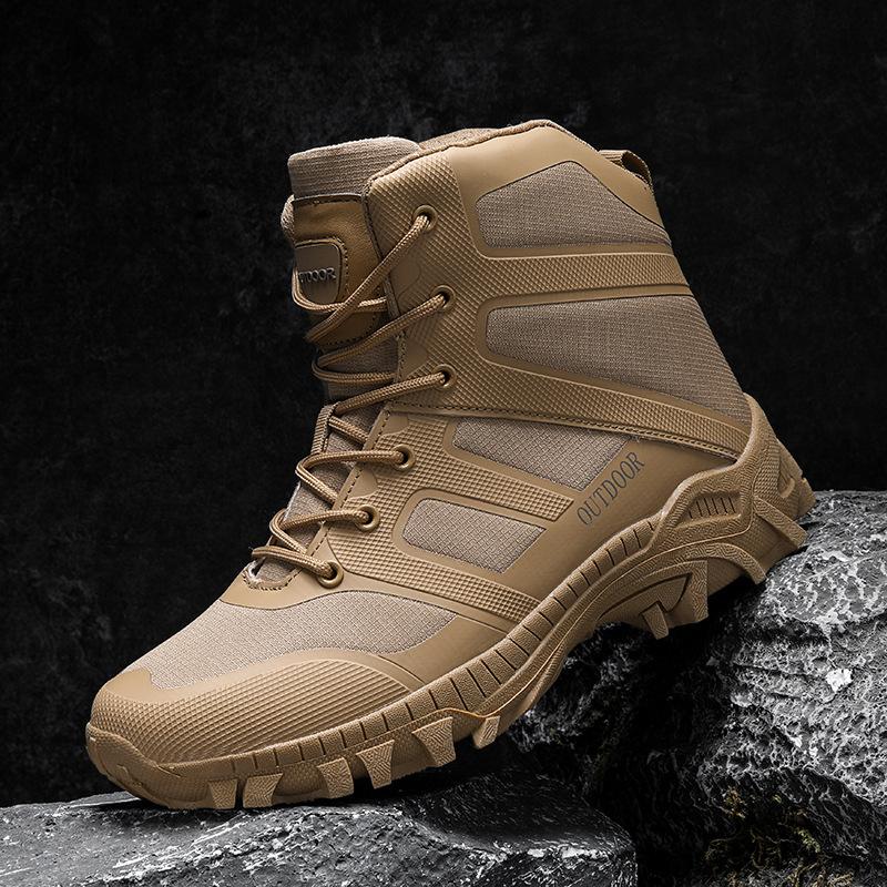 

Winter large size 46 shock-absorbing and wear-resistant tactical boots outdoor hiking training boots outdoor mountaineering boots desert boots men 46 хакі