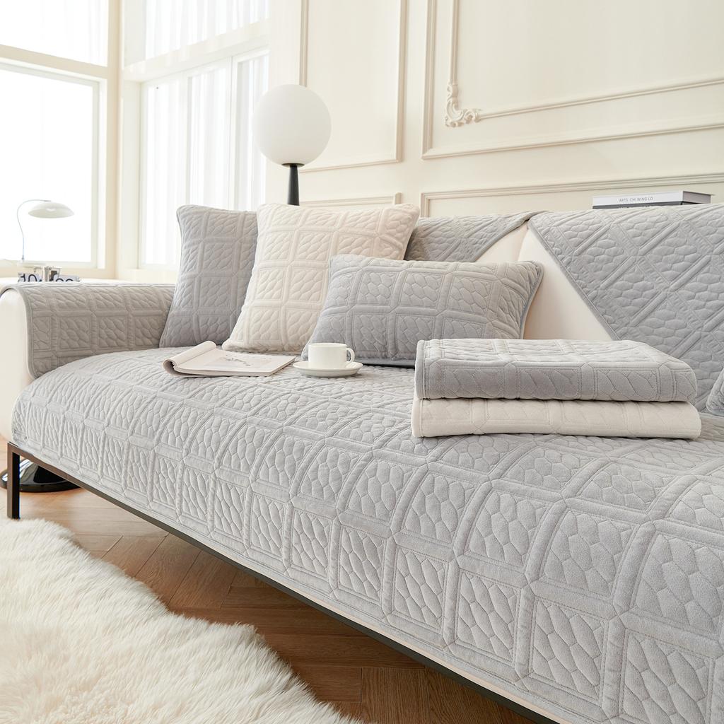 Milk Velvet Sofa Cushion Shaggy Back Arm Cushion Towel Sofa Cover