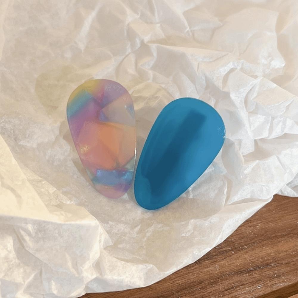 

New Vintage Colorful Hair Clip Acetic Acid Headdress Hairpin Drop Shape BB Clip for Women Girls синій