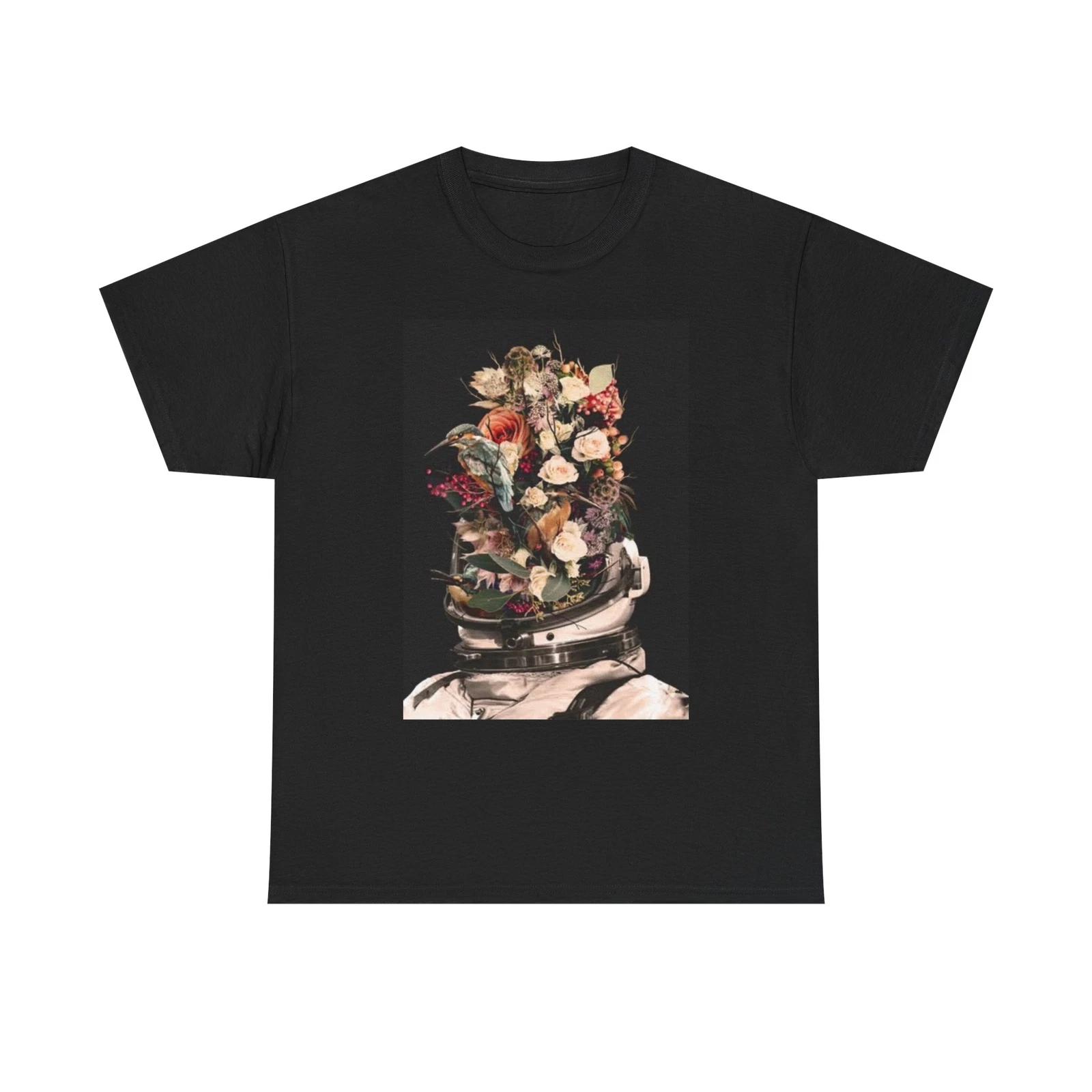 Men s and Women s T-shirts Flower Power Astronaut Graphic S