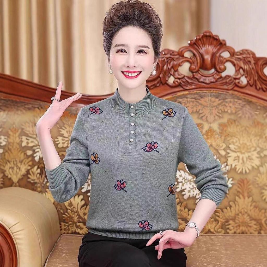Middle-aged & Plus Size Warm Wool Sweater - Thick, Loose Fit for Moms