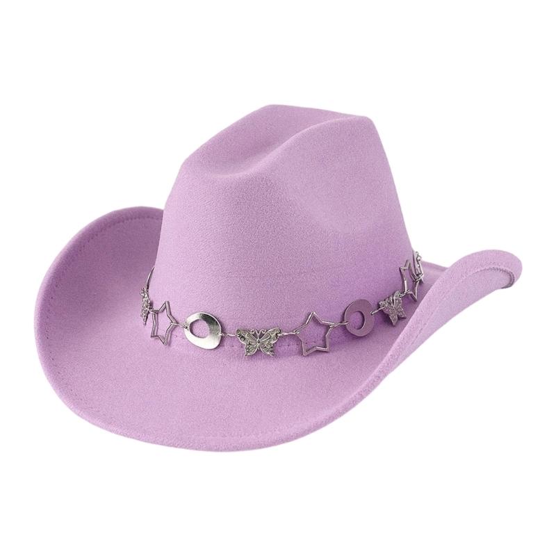 Fashion Star Butterfly Chain Cowboy Cap For Women Men Western Hat Fashion Accessory for Music Festival Theme Party