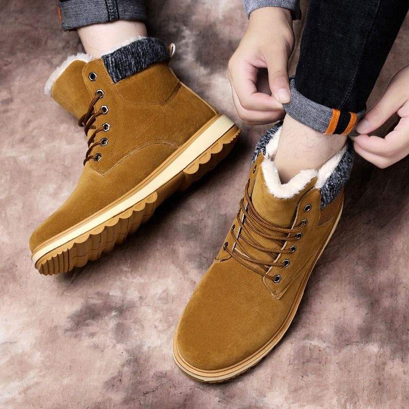 Men's Snow Boots Winter Warm Youth Martin Boots Versatile Non-slip High-top Thickened Velvet Cotton Shoes Short Boots Shoes