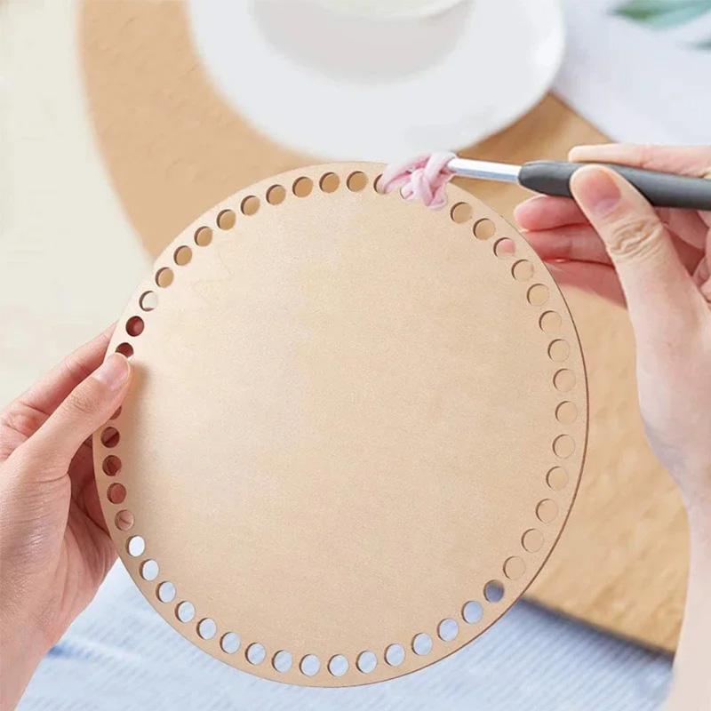 Crochet Basket Base Unfinished Blank Wood DIY Bag Storage Basket Carved Hand-Woven Frame Crafts Home Decor Wood Slices VIE LENTE