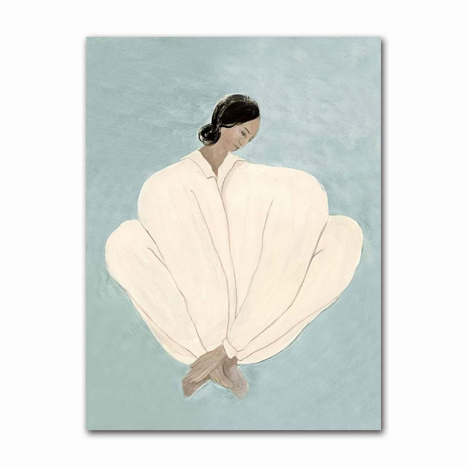 Nordic Posters And Prints Abstract Line Geometry Curve Girl Modern Wall Art Canvas Painting Wall Pictures For Living Room Decor