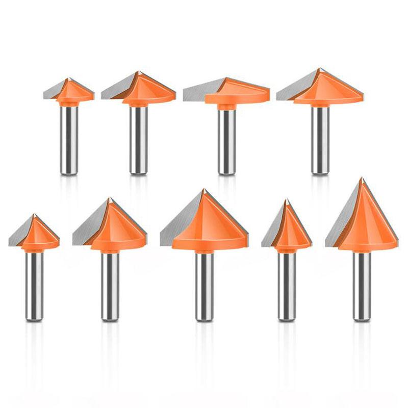 8mm Shank 60 90 120 150 Degree V Type Slotting Cutter Bit CNC Engraving Solid Router Bit Carbide Milling Cutter