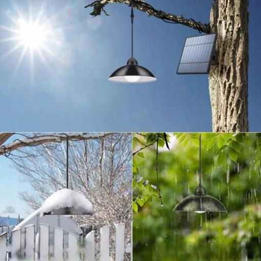 Solar-LED-Kronleuchter, Solar-Deckenleuchte, Dämmerungssensor