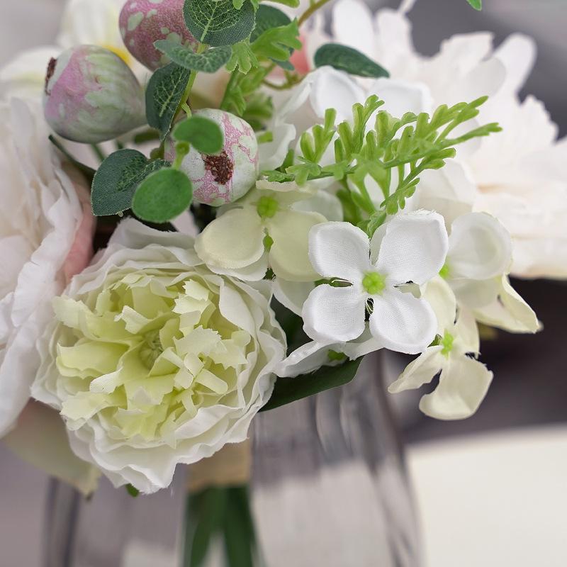 Peony Roses Artificial Silk Fake Flowers White Bridal Wedding Bouquet Home Decor Peony Roses Artificial Silk Fake Flowers White Bridal Wedding Bouquet Home Decor