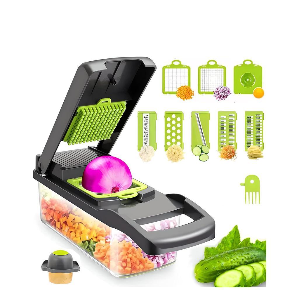 12-in-1 Multifunctional Food Chopper Professional Onion with 7 Blades Vegetable Cutter with Container for Salad Potato Carrot