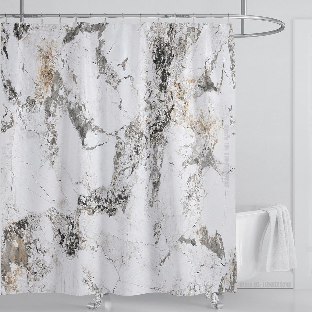 Marble Waterproof Shower Curtain Waterproof Shower Curtain for Bathroom Decor Printed Washable Shower Curtain with Hooks