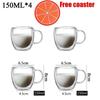 2-6pcs Double-layer Wall Transparent Cup Coffee Milk Drink Mug High Borosilicate Glass Drinkware Heat Resistant Household Office