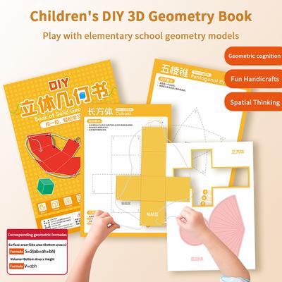 Stahovací 3D geometrická kniha pro učení Dětské DIY Pevné knihy Geometrické modely těles Hra pro trénink prostorového myšlení