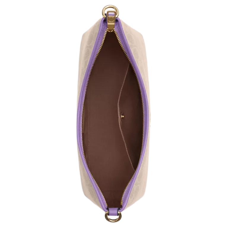 Coach Laurel 31 Logo Coated Canvas Tote Crossbody Bag Large Women bags Beige Purple CV975-IMY1K