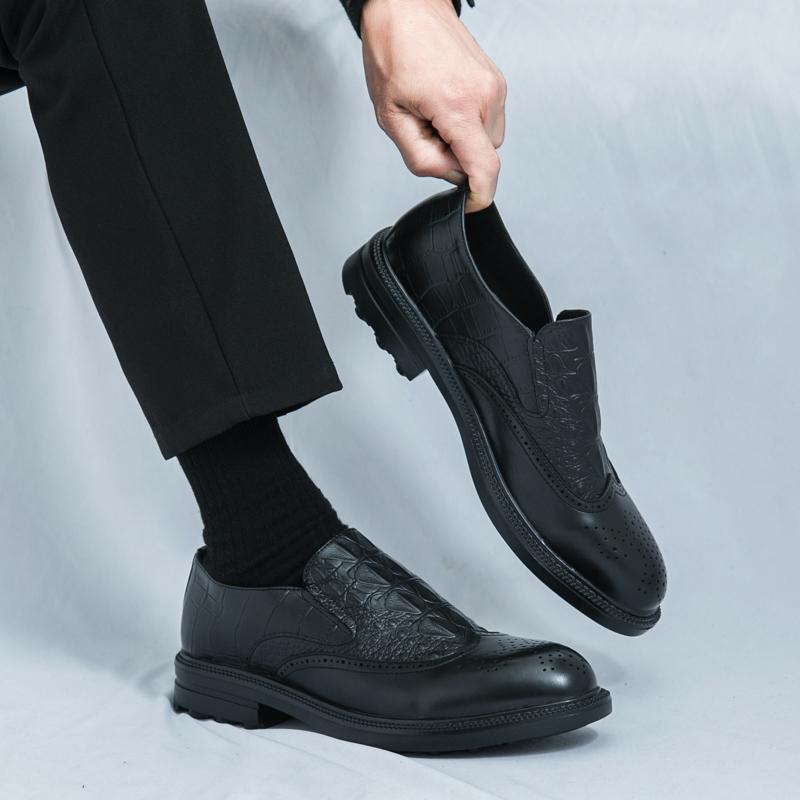 Modne Skórzane Buty Męskie Casualowe Mokasyny Luksusowy Design Wsuwane Męskie Buty Wizytowe Styl Rekreacyjny Duży Rozmiar Dobra Podeszwa Odporna na Ścieranie