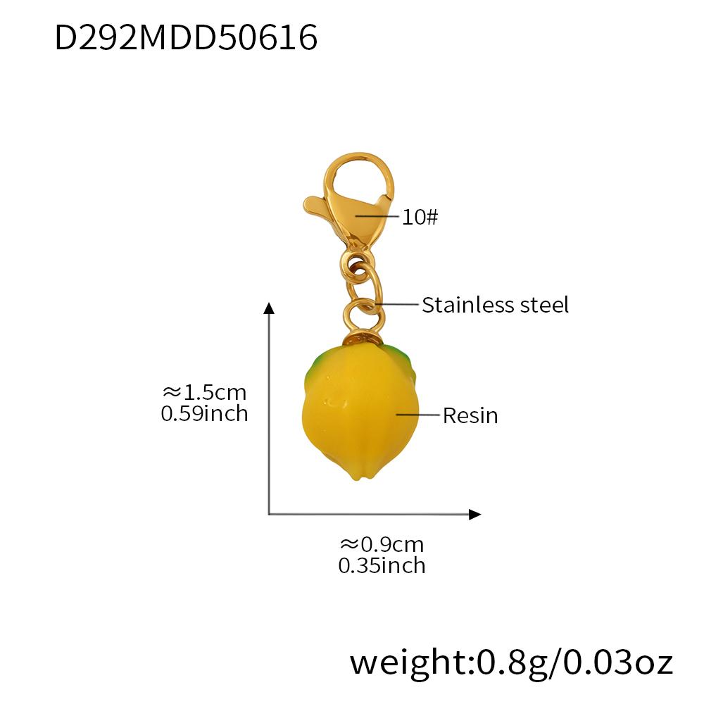 Nivora Resin Fruit Lemon Pendant Necklace For Women Imitation Zircon Stainless Steel Zircon Handmade Strand Beads Choker Zircon