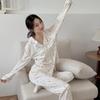 2025 Cute Korean-Style Cartoon Pajamas for Women - Long Sleeve & Pants - Autumn/Spring Homewear
