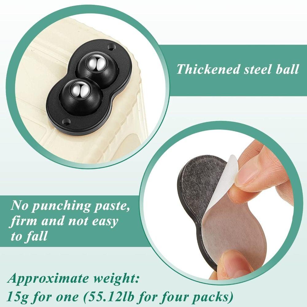 4Pcs Small Double Bead Universal Wheel Stainless Steel Appliance Wheels Mini Roller  Furniture Box