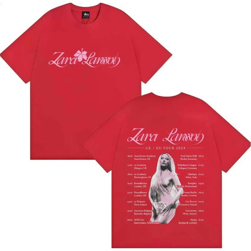 Zara Larsson Midnight Sun Global Tour Koszulka Merch Mężczyźni Kobiety Plakat Albumowy Nadruk Graficzny Bawełniane Koszulki Dekolt Luźny Oversize Topy