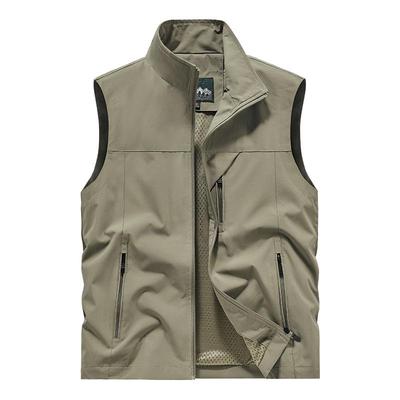 Herren-Outdoor-Weste mit Stehkragen und mehreren Taschen - Ärmellose Jacke für Frühling/Sommer zum Angeln & Fotografieren