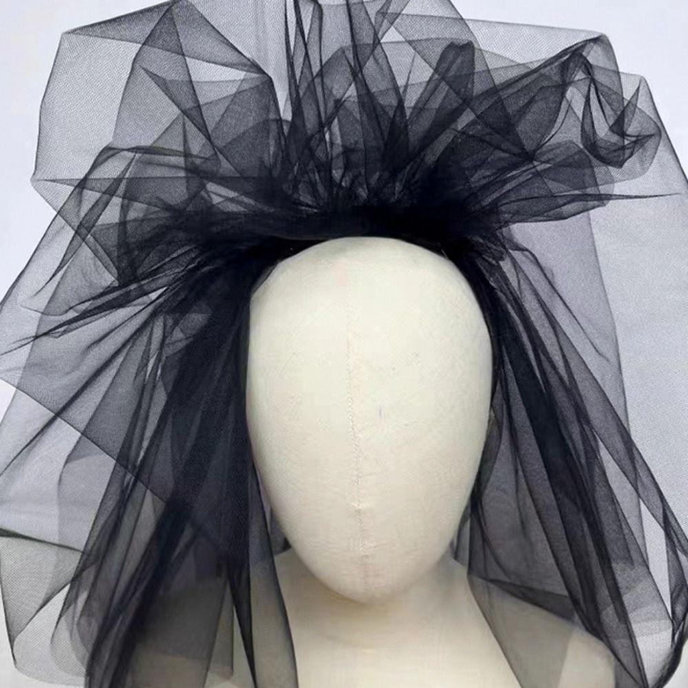 Multi Layer Gothic Bridal Tulle Gauze Black Wedding Veil Bridal Veil with Hair Comb  Proposal