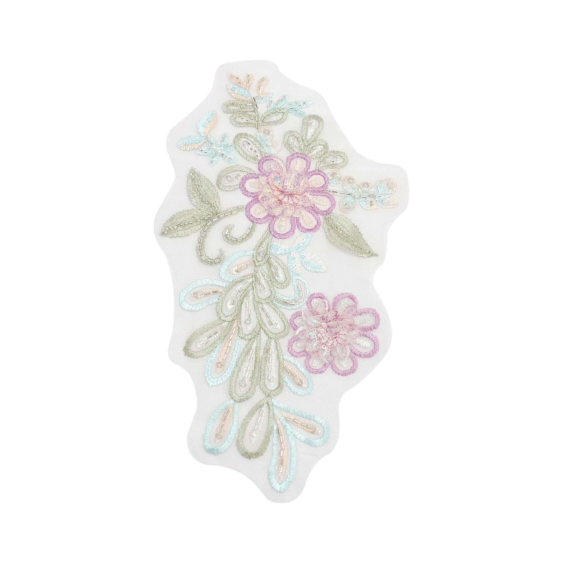 

Color Three-Dimensional Flower Mesh Embroidery Cloth Sticker Bead Lace Patch Wedding Dress Cheongsam Clothes Skirt Cloth Sticker Accessories H2232 Type A