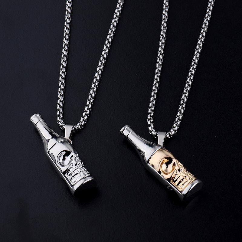 Bottle Opener Men's Creative Skull Beer Bottle Openable Bottle Chain Accessories Necklace Pendant