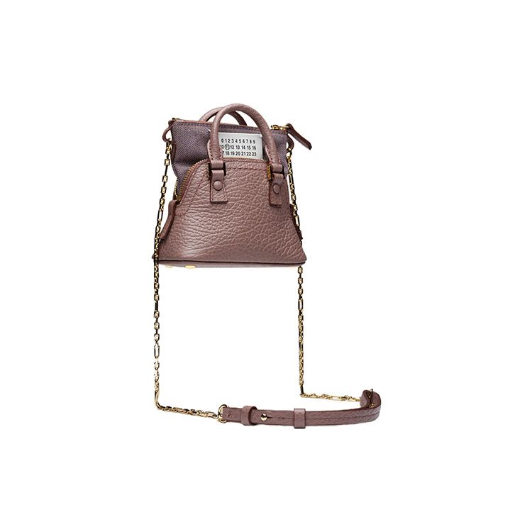 Maison Margiela 5AC Logo Tag Chain Zip Leather Crossbody Bag Women bags Pink SB3WG0025P4455T5071