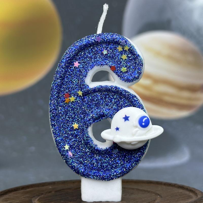 Galactic Digital Birthday Candles - Planet Universe Cake Party Decoration