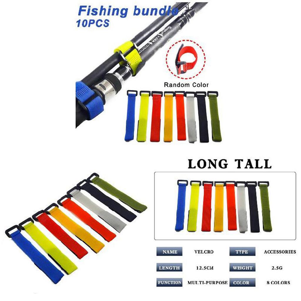 10Pcs Fishing Rod Holder Tie Wear-Resistant & Waterproof Strap for Fishing Rope Enthusiasts Use random color