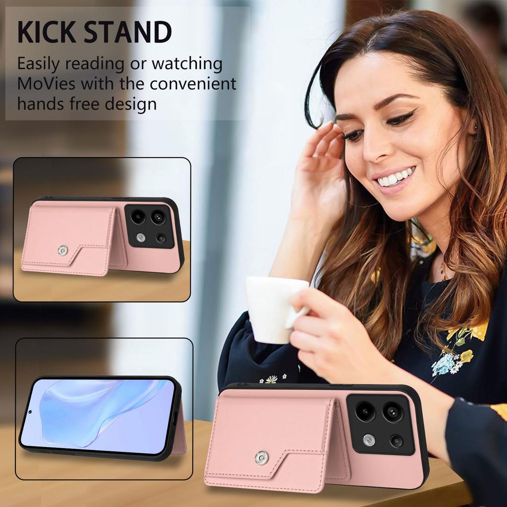 Für Xiaomi Poco X6 5G/Xiaomi Redmi Note 13 Pro 5G Hülle RFID-Blockierender Kartenhalter Ständer TPU + PU-Leder Handy-Rückseite