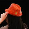 Stage Performance Flashing Light Up Led Fedora Trilby Panama Cap Sequin Jazz Hat