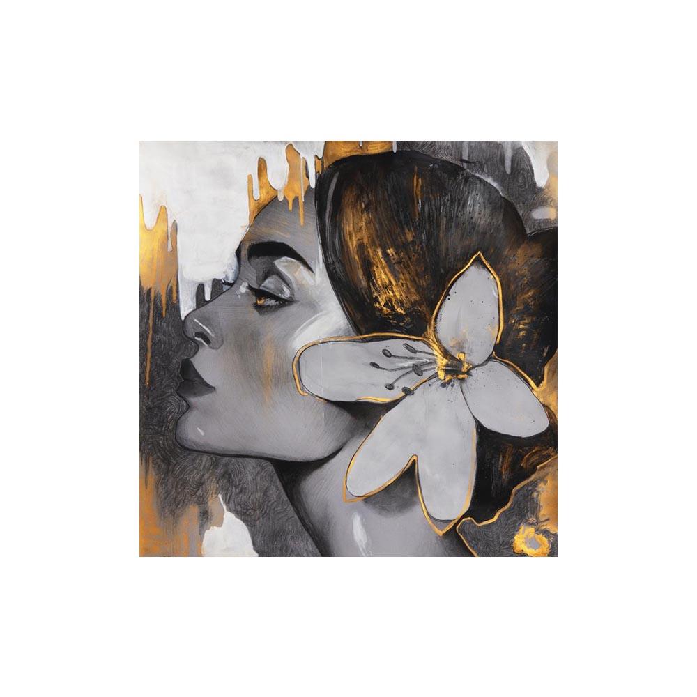 Abstrakte Figur Poster und Drucke Leinwand Malerei Golden Girl Face Mode Wand Kunst Bilder für Wohnzimmer Dekor kein Rahmen