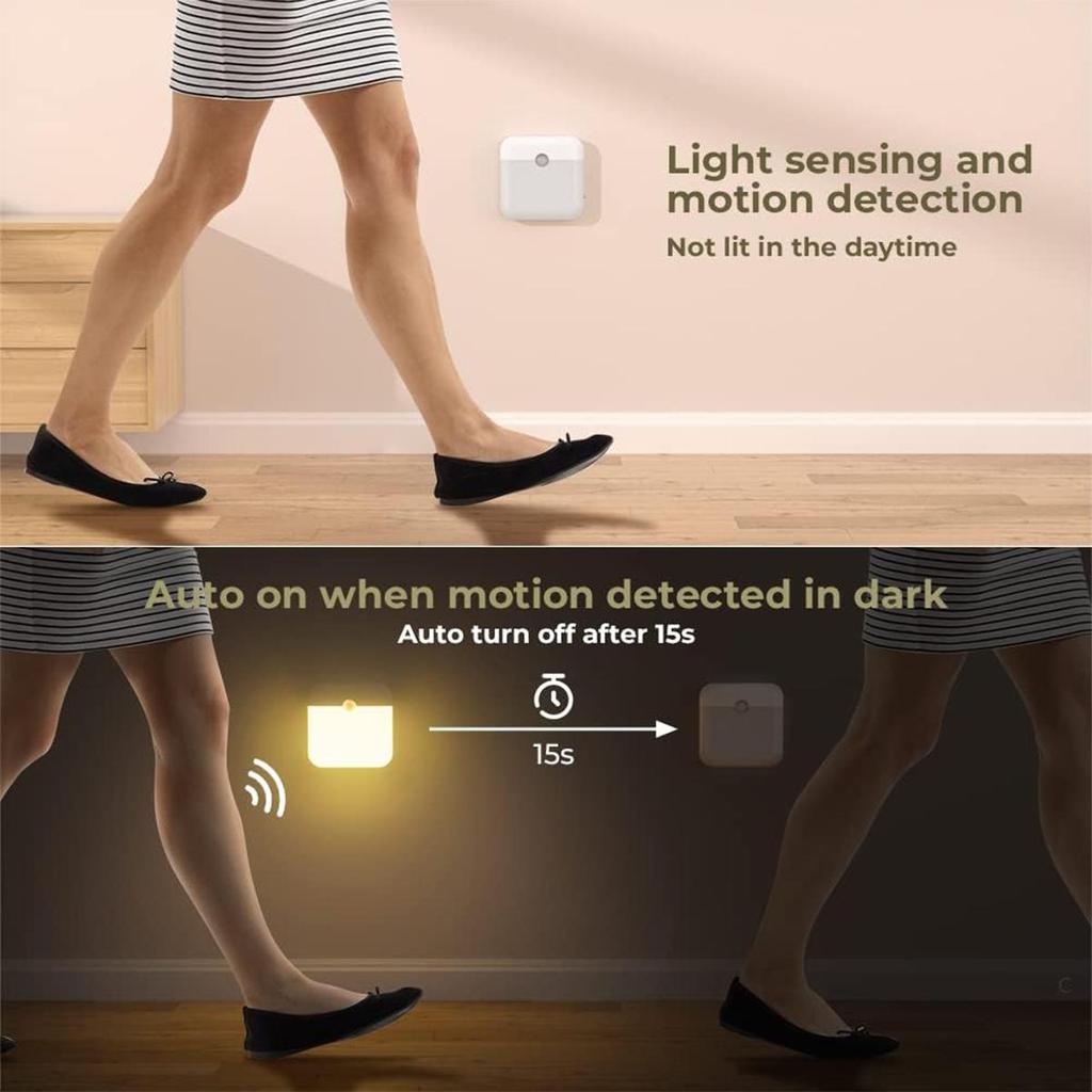 Motion Sensor Led Night Light Wireless Wall Square Usb Smart Rechargeable Magnetic 2-colors Bedroom Lights Corridor Hallway Lamp