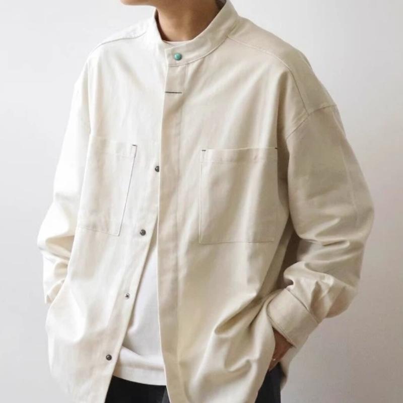 Осенняя Новая Универсальная Куртка Абрикосового Цвета для Мужчин с Повседневным Характером и Рубашкой с Длинным Рукавом M бежевый