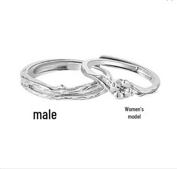 Kikyo Adjustable S999 Sterling Silver Couple Rings - Niche Design, Perfect for Valentine s Day Adjustable