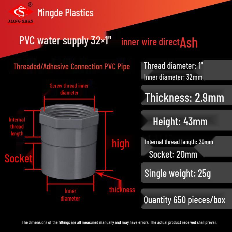 PVC Female Threaded Coupling for Water Pipes - All-Plastic Joint Fittings Accessories