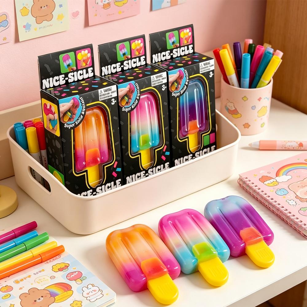 Favorite Toy Nice‑Sicle Needoh Gradient Popsicle Squish Toy, Transparent Jelly Slow‑Rebound Stress Relief Fidget Toy
