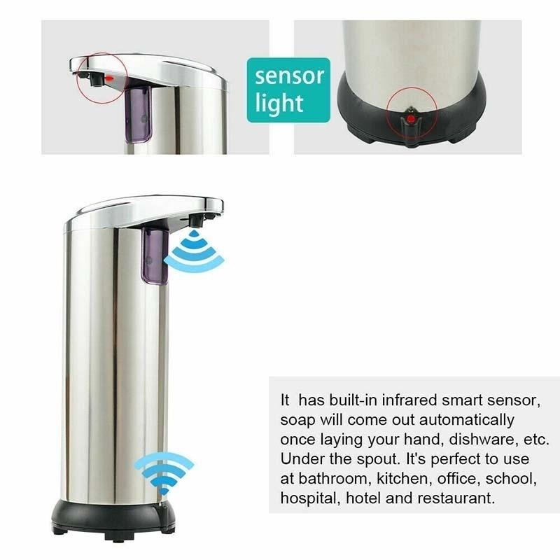 Stainless Steel Household Office  Handsfree Automatic IR Sensor Touchless Soap Liquid Dispenser