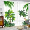Semi 2pcs Transparent Decor Curtain Green Eucalyptus Leaves Green Plants Spring Polyester Fibers Rod Pocket Curtain For BedroomR Decor