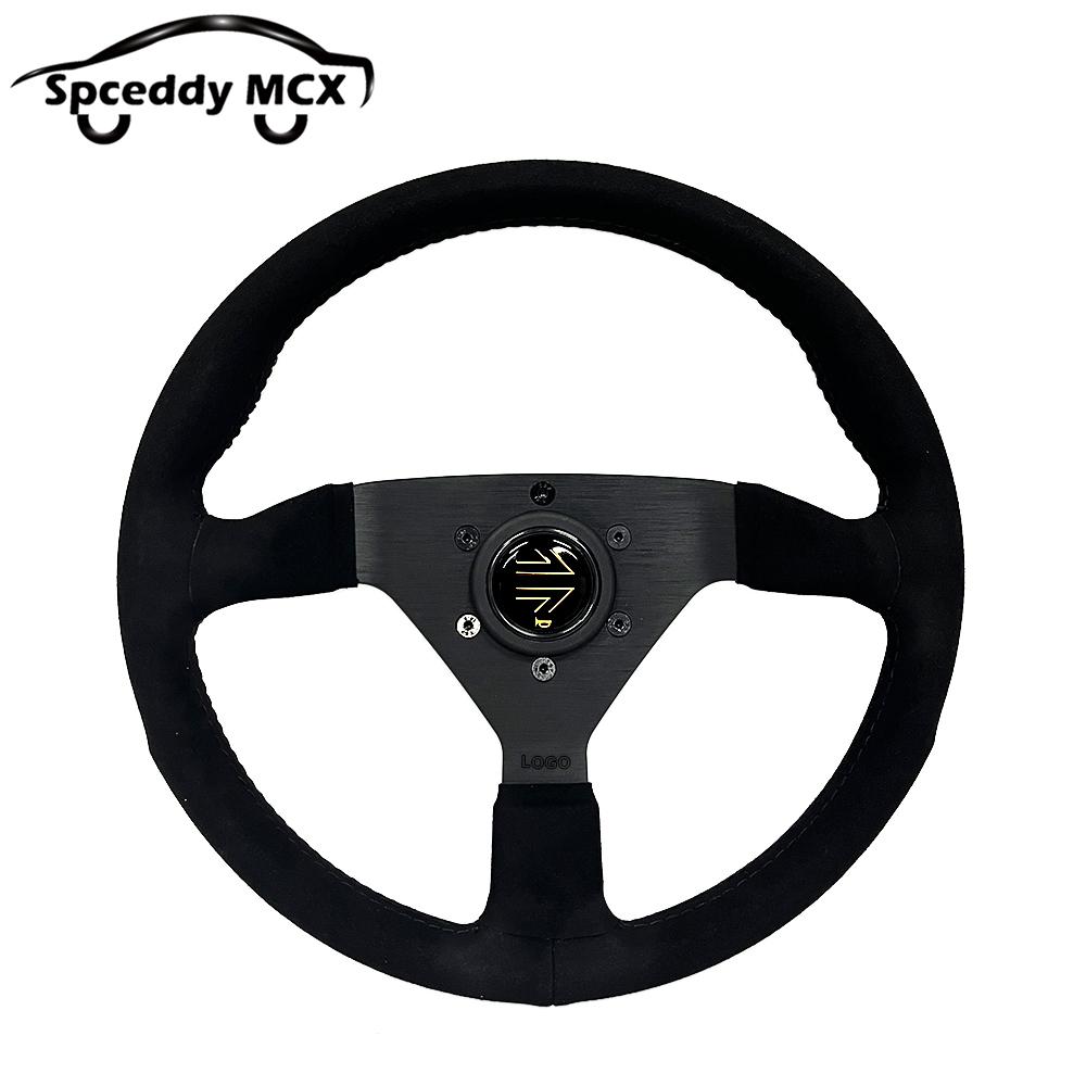 JDM V2 13inch Italy Suede Leather Universal Racing Sport Steering Wheel 320mm Flat Black Red Yellow BlueV232000