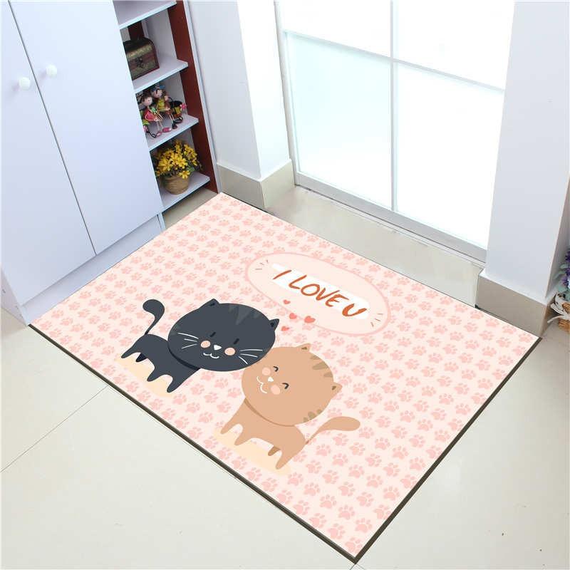 Cute Cartoon Print Home Carpet - Waterproof Non-Slip Floor Mat for Bedroom Bathroom Kitchen Entrance Foyer Decoration Soft Rug