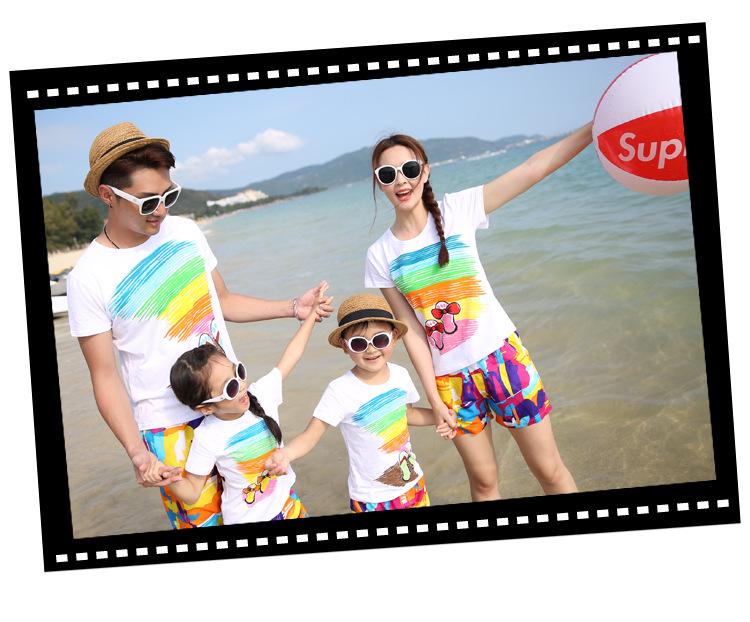 Korean Style Family Summer Outfits: Parent-Child Matching Sets for Mother, Daughter, and Boys (5-Piece Set)