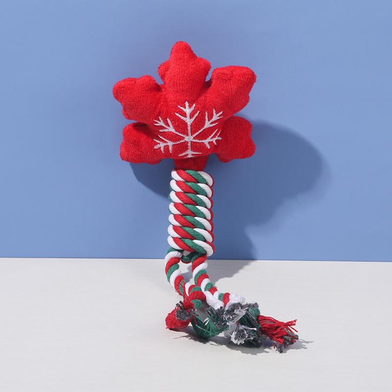 Dog Christmas Gnawing Toys Grinding Teeth Cleaning Ropes Knots Cotton Ropes Toys for Dogs Cat Relieve Boredom Interactive Toys