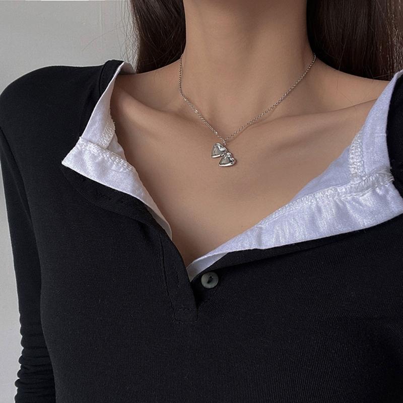 Silver Colors Necklace Single-layer Heart Openable Necklace for Women and Girls Fashion Choker Birthday Presents